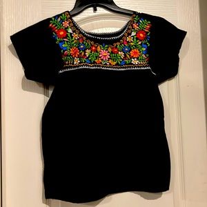 Authentic Mexican black embroidered blouse